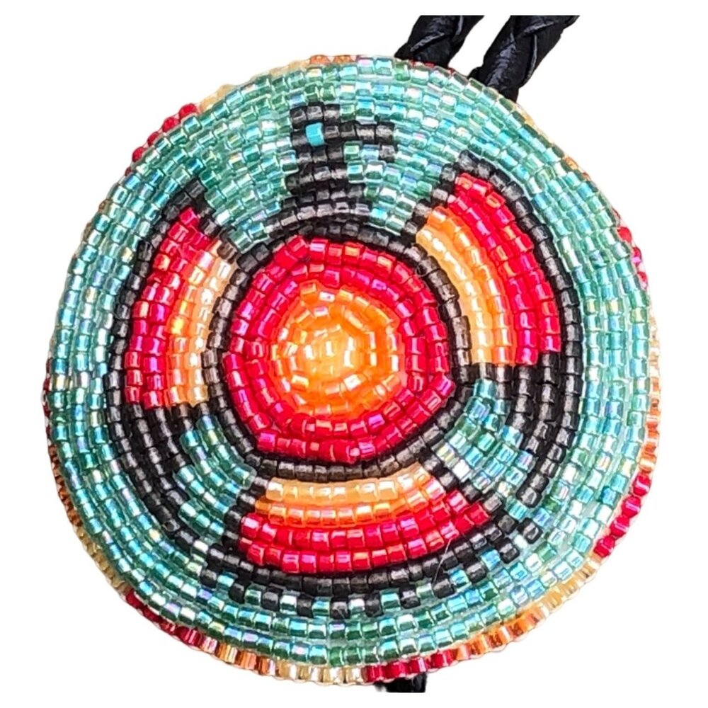 Native Style Seed Bead Thunderbird Bolo Tie Southwestern